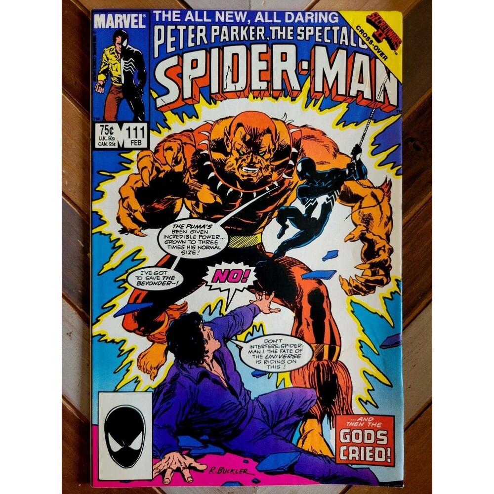Spectacular Spider-Man #111 (1986) Puma & Beyonder! Secret Wars! Buckler Art 5.0